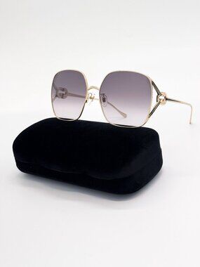 NEW GUCCI SUNGLASSES GG1323S 001 GOLD/GRAY OVERSIZED WOMEN GUCCI EYEWEAR
